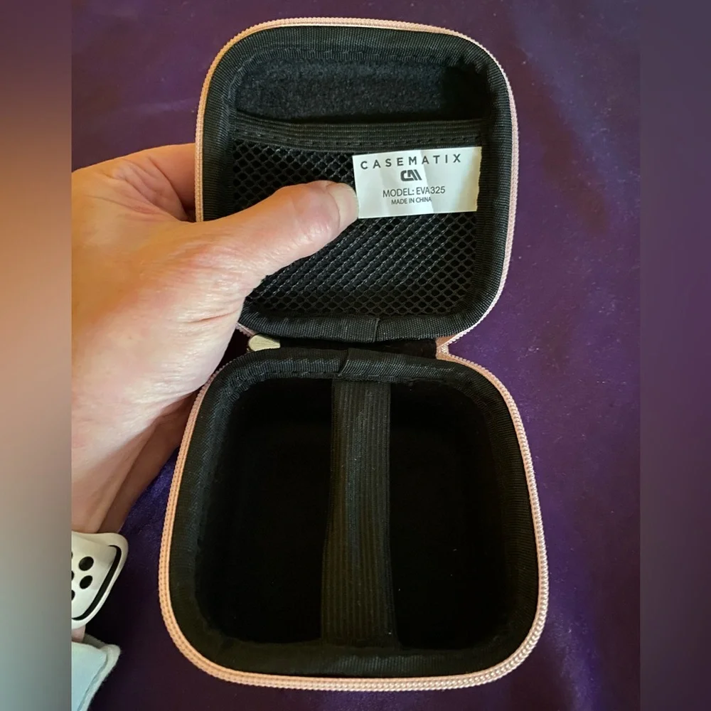NWOT 3.75" Hard Shell EVA Travel Accessory Case With Carabiner Clip Rose Gold 😍 - Picture 6 of 10